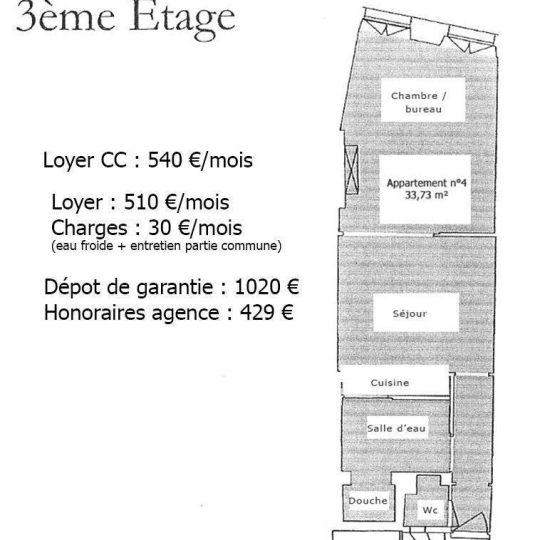  COEUR IMMOBILIER : Appartement | NANTES (44300) | 34 m2 | 540 € 